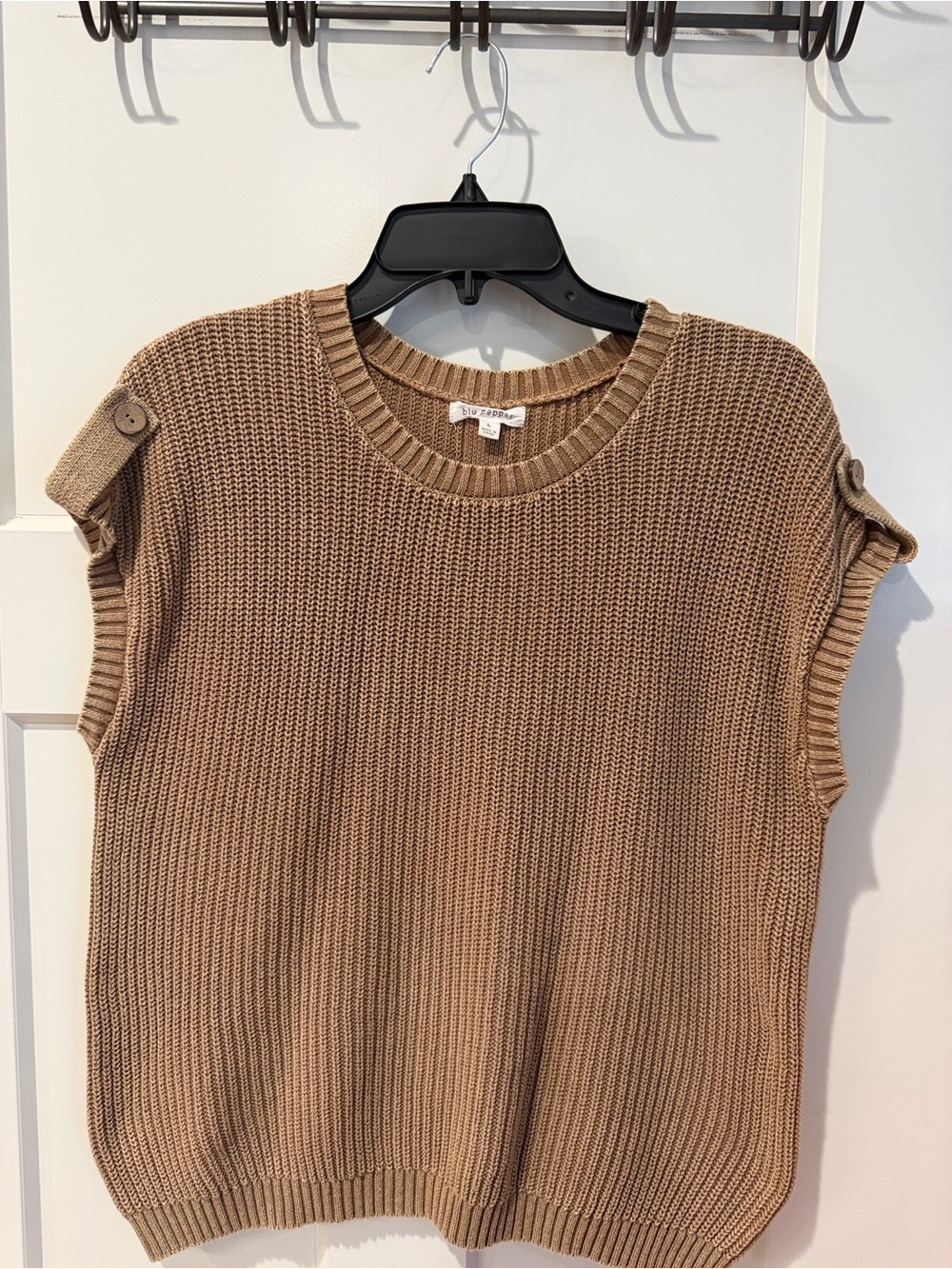 Blu Pepper Sleeveless Knit Sweater Vest - Camel Brown